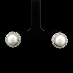 Silver and Pearl Balinese Stud Earrings